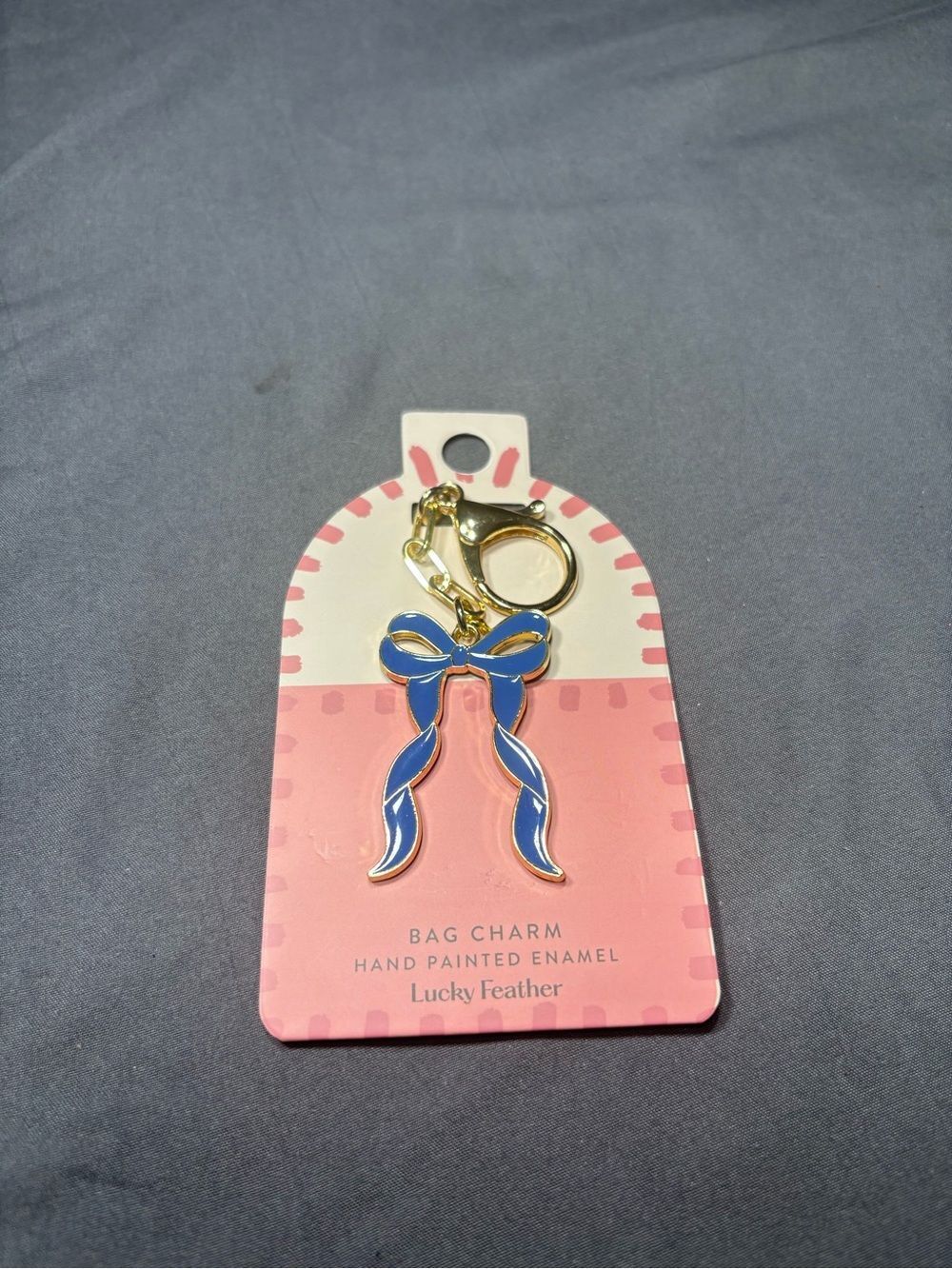 New Blue Enamel Bow Bag Charm
